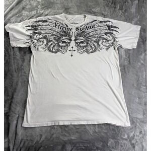 Xtreme Couture Skulls and Headdress Graphic Mens 2XL White T-Shirt Men Large